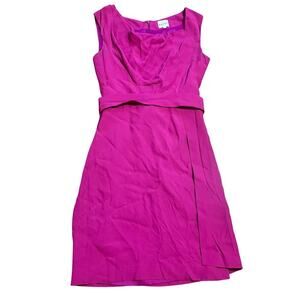 Reiss Shari Shift Dress Size US 6 Fuchsia Faux Wrap Asymetrical Sheath Belted